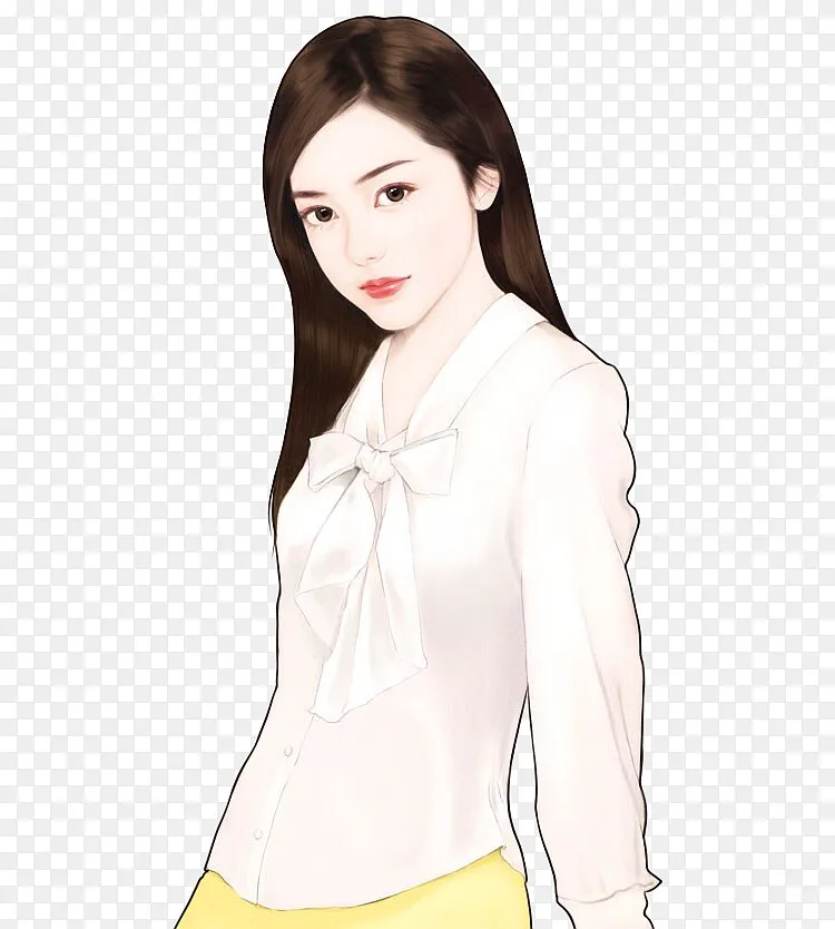 白衣长发乖巧少女手绘png图片素材免费下载 图片编号yrmwbdzv Pngbag素材网