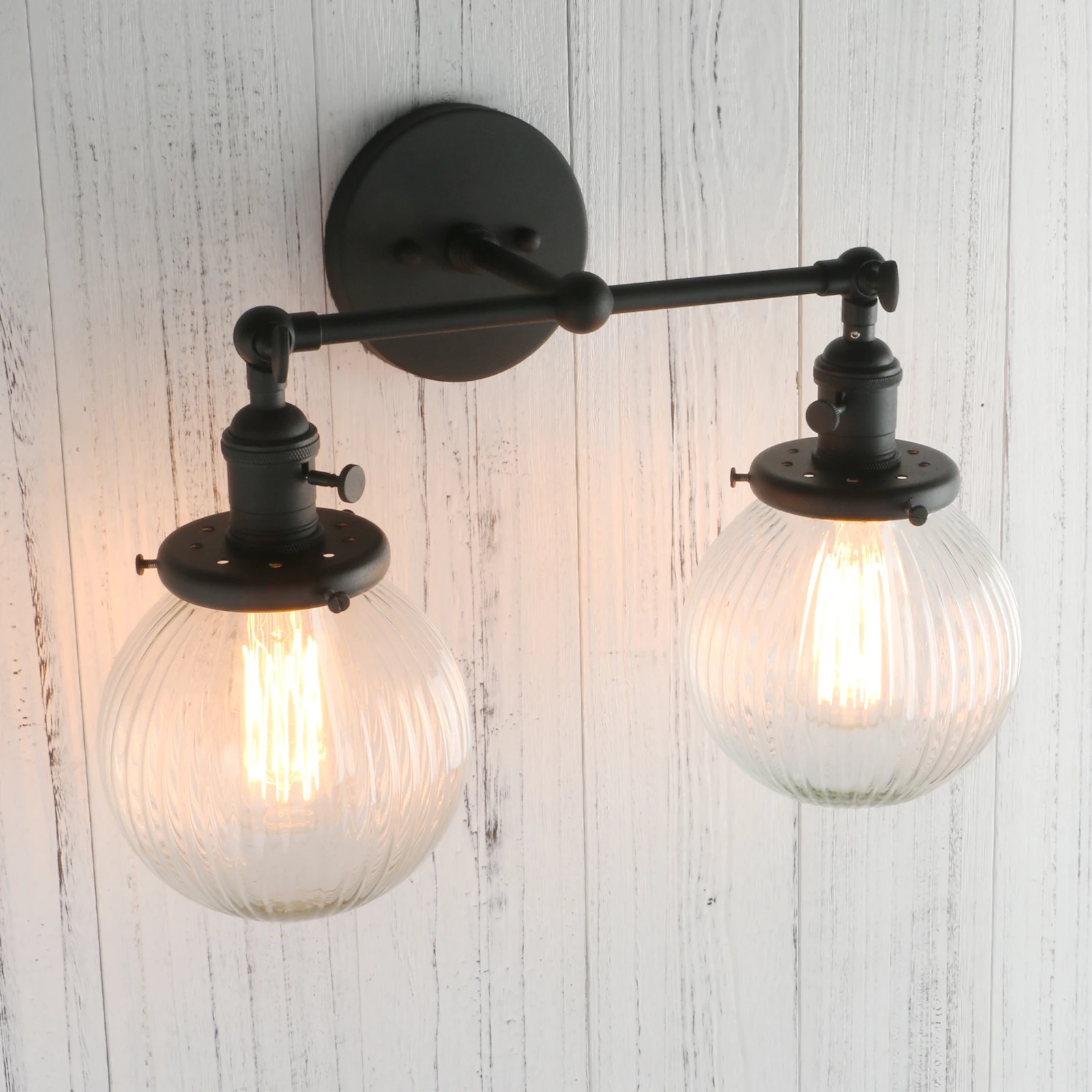 the range wall lights Permo Vintage  with Globe Glass Shade 2 Lights Wall Sconces Double Head Wall Lights with Switch Retro Style Rustic Wall Lamps wall lamps