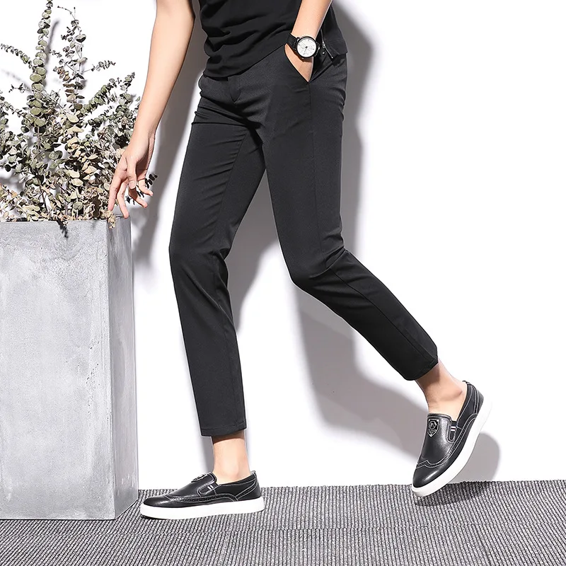 

2019 Summer Thin Section Men Business Casual Trousers No Ironing Men's Slim Fit Casual Trousers-Youth Pants Fashion