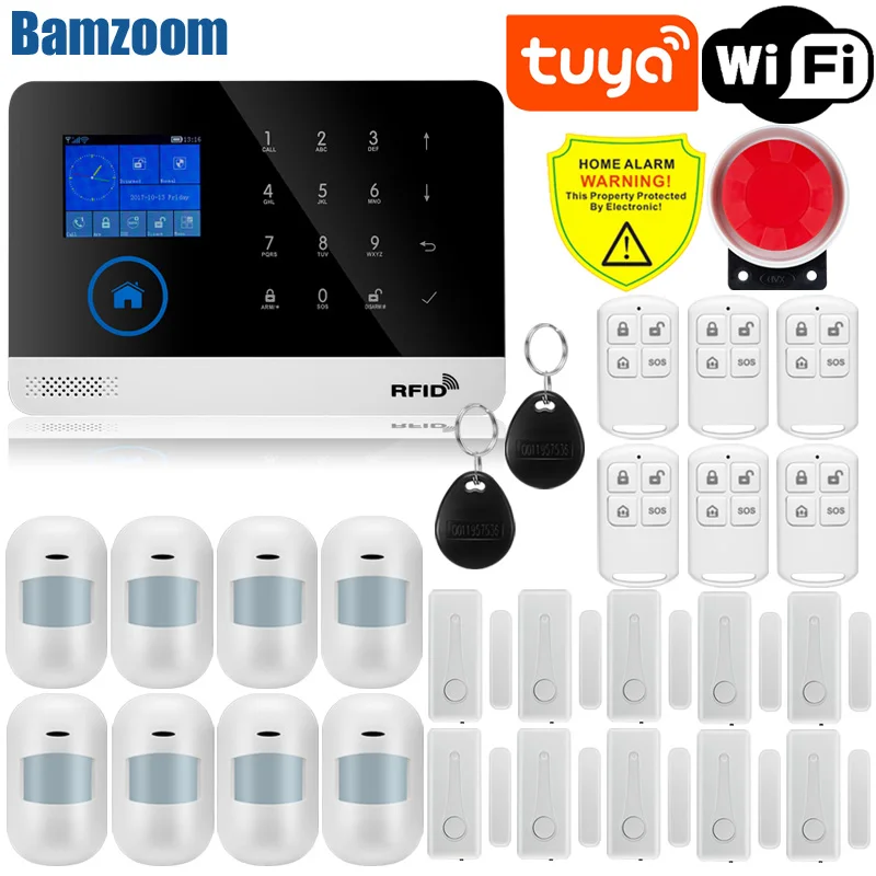 Tuya Wifi GSM Alarm System Wireless Detectors Alarm Smart Home APP Control English/Russian/Spanish/France/Italian ring alarm hub plus keypad Alarms & Sensors