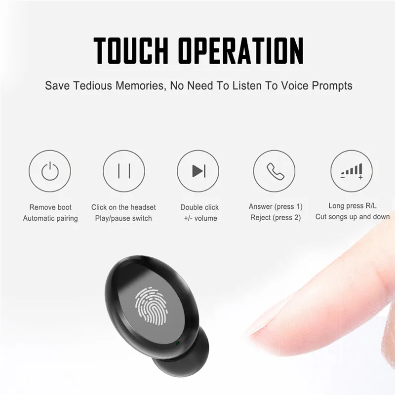 Беспроводные наушники TWS Bluetooth 5 0 Светодиодный дисплей питания сенсорное