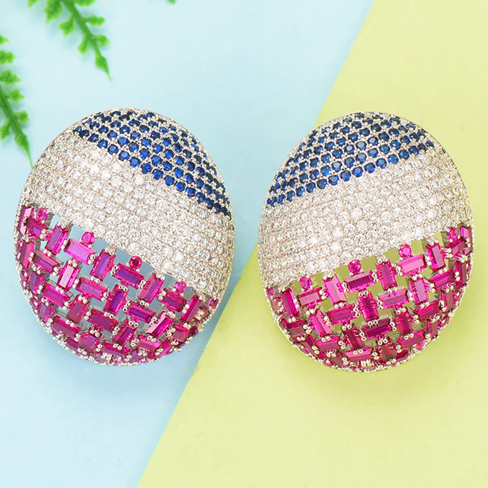 SISCATHY Trendy Full Mirco Paved Cubic Zirconia Earrings For Women Wedding Big Stud Jewelry pendientes mujer mod 2019 | Украшения и
