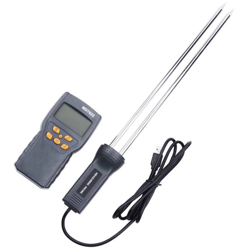 Portable Digital Moisture Tester with Long Probe, Backlight, Humidity Monitor, Hydrometer for Rice, Corn, Soybeans, Coffee Beans