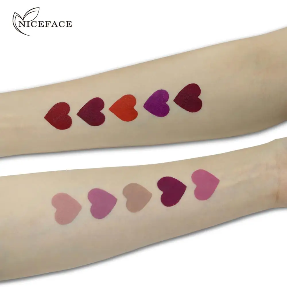 Korean Mini Heart Shape Matte Lip Gloss Waterproof Non stick Cup Lip Glaze Red Purple Lipgloss 5