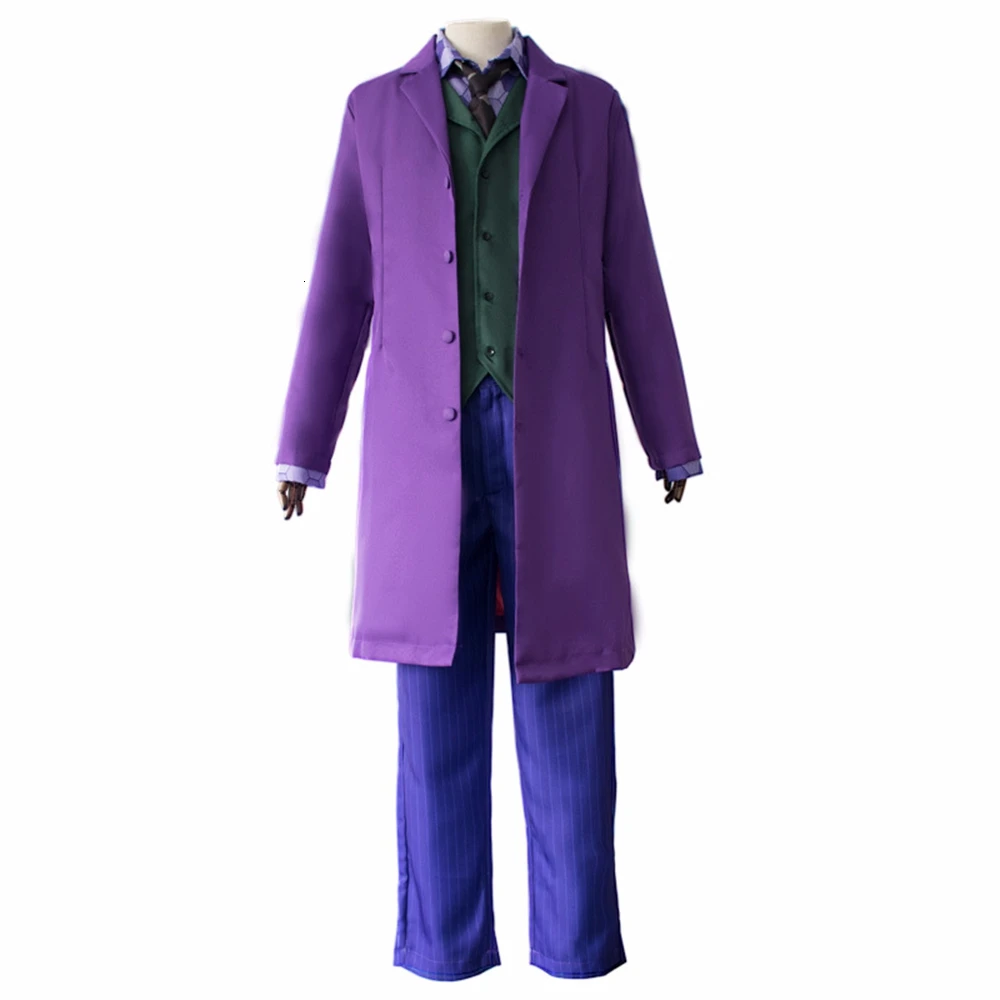 Фильм Темный рыцарь Джокер косплей костюм Бэтмен Хит Леджер фиолетовая куртка Униформа полный набор для мужчин женщин Хэллоуин нарядное платье