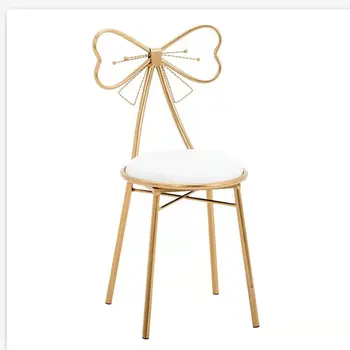 

Simple Nordic home back dresser chair iron small makeup stool nail chair ins bow net red stool