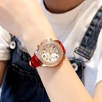 

wrist watch madam student babysbreath simple temperament Machinery belt waterproof fashion diamond watch