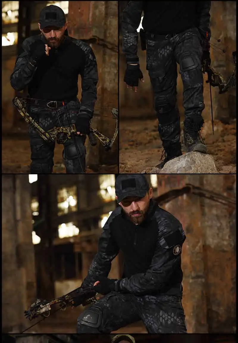 Airsoft Paintball Clothing T-shirt Outdoor &Pants with Pad Men Military Shooting Uniform Tactical Combat shirt camo Army Uniform Airsoft Paintball Clothing T-shirt Outdoor &Pants with Pad Men Military Shooting Uniform Tactical Combat shirt camo Army Uniform