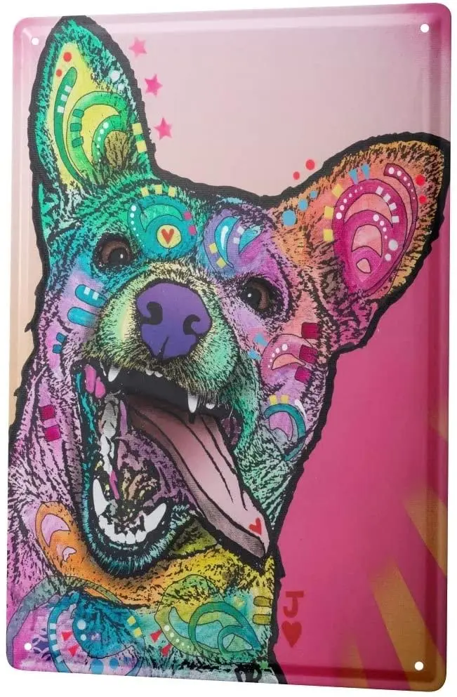 

SINCE 2004 Tin Sign Metal Plate Decorative Sign Home Decor Plaques Animal Shelter Colorful Dog