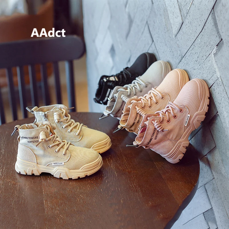 AAdct/ г.; ботинки для мальчиков; Новые Модные осенние ботинки для маленьких детей; брендовая Высококачественная парусиновая детская обувь; красивая обувь ручной работы