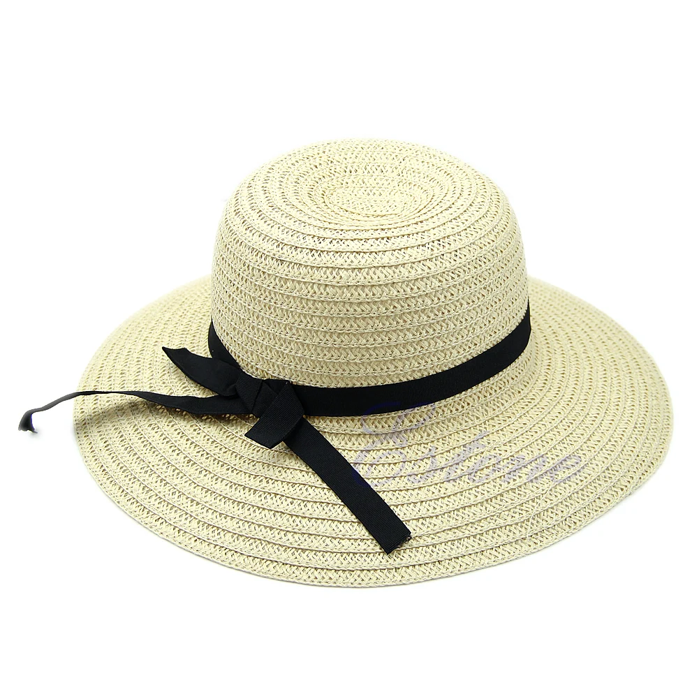 Модная женская летняя широкополая элегантная шляпа от солнца Соломенная пляжная богемная шляпа LX9E