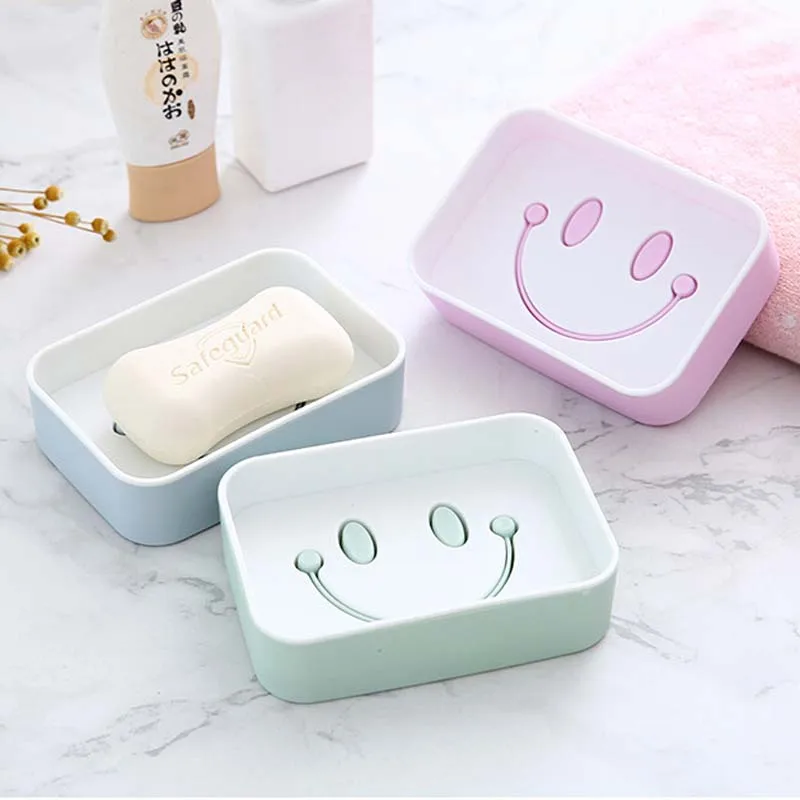 

European double drain thickening happy smiley tray plastic square cartoon bathroom laundry soap box