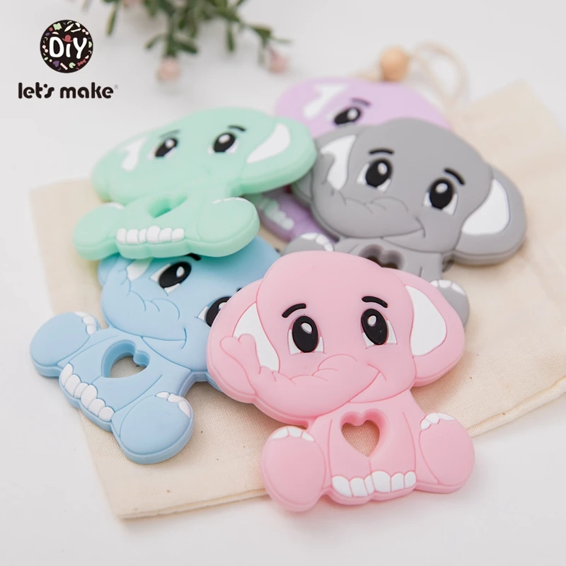 

Let's Make 1pc/5pcs Silicone Teether Beads Elephant Mini Animal BPA Free Rodents Chewable Toys Baby Products Tiny Rod Pandents