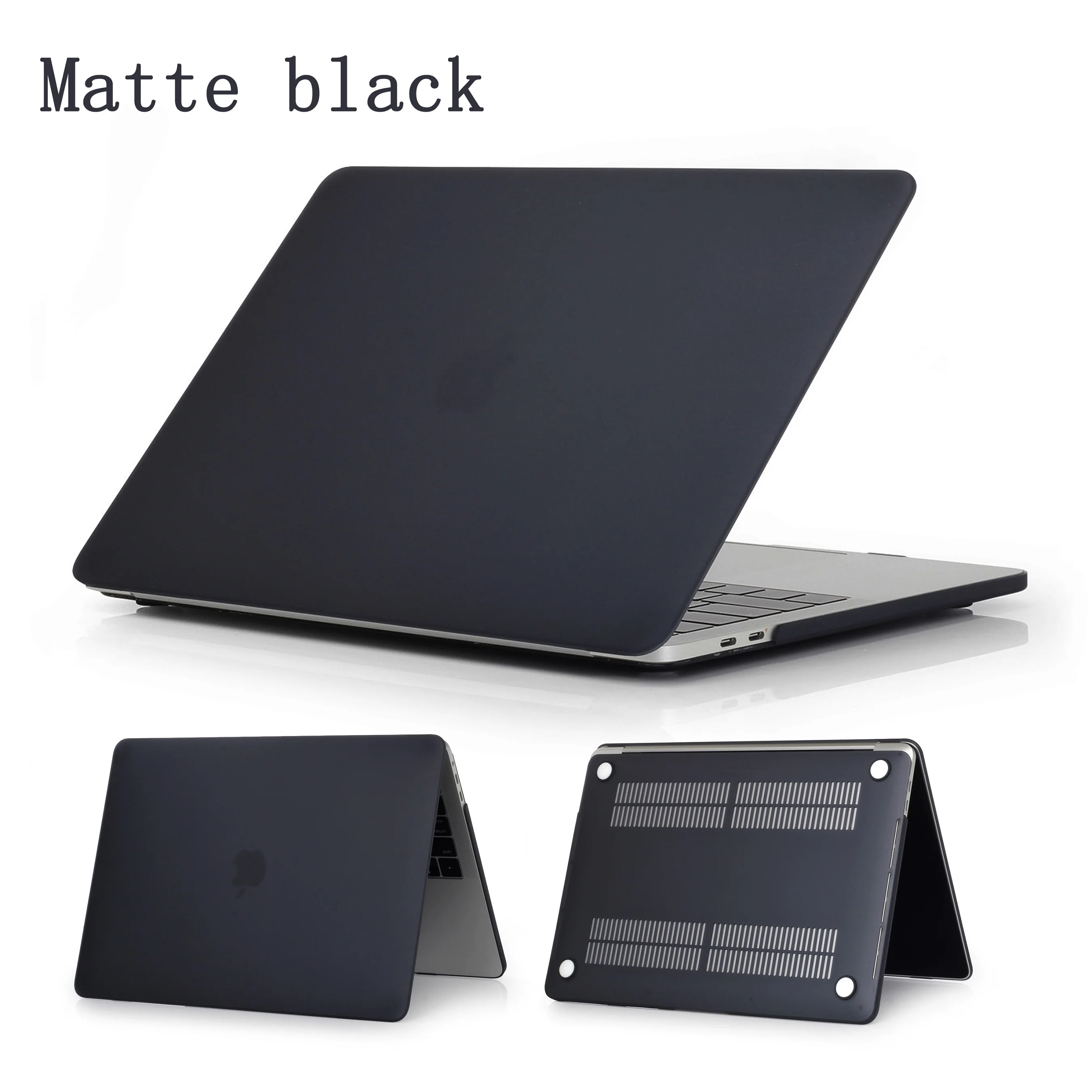Matte black Кристальный матовый чехол для Apple Macbook Air Pro retina 11 12 13 15, для Mac book New Pro 13,3 15,4 дюймов с сенсорной панелью, A1932+ подарок - Цвет: Matte black