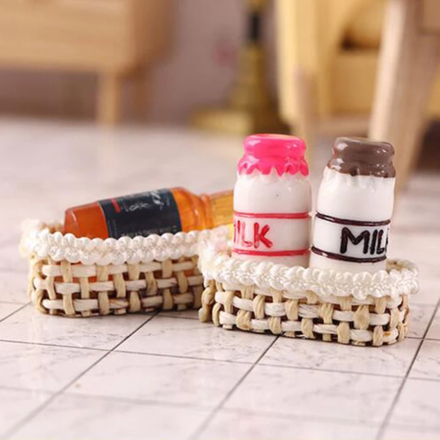 Mini 1/12 Cute Dollhouse Rattan Frame Hand-woven Vegetable Food Basket Dolls Miniature Decoration 3