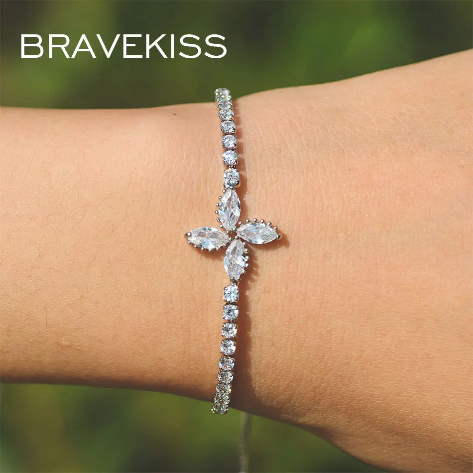 Bravekiss Клевер из циркония ветряная мельница браслеты модные друзья CZ Tennie браслеты для женщин ювелирные изделия из кристаллов аксессуары UB0208