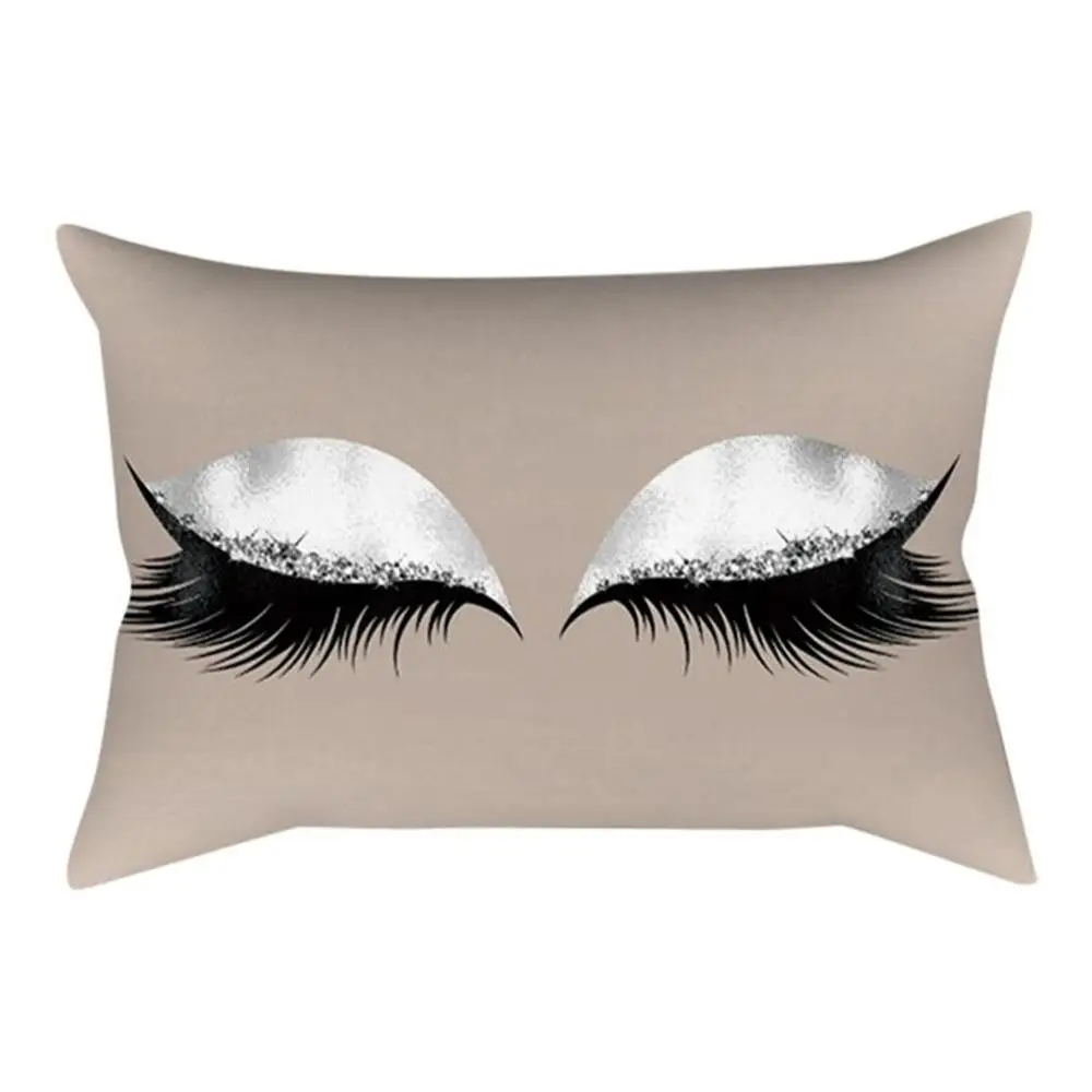 

50x30cm Eyelash Pattern Throw Washable No Smell Easy to Clean Eyelash Style Pillow Case Cushion Cover Sofa Car Office Decor