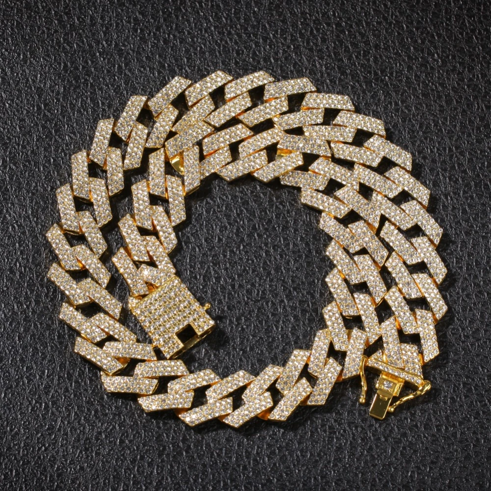 gold set 2 см, Хип-хоп, золотой цвет, со льдом, кристалл, кубинская цепочка, золото, серебро, ожерелье и браслет, набор,, хип-хоп король - Окраска металла: gold set