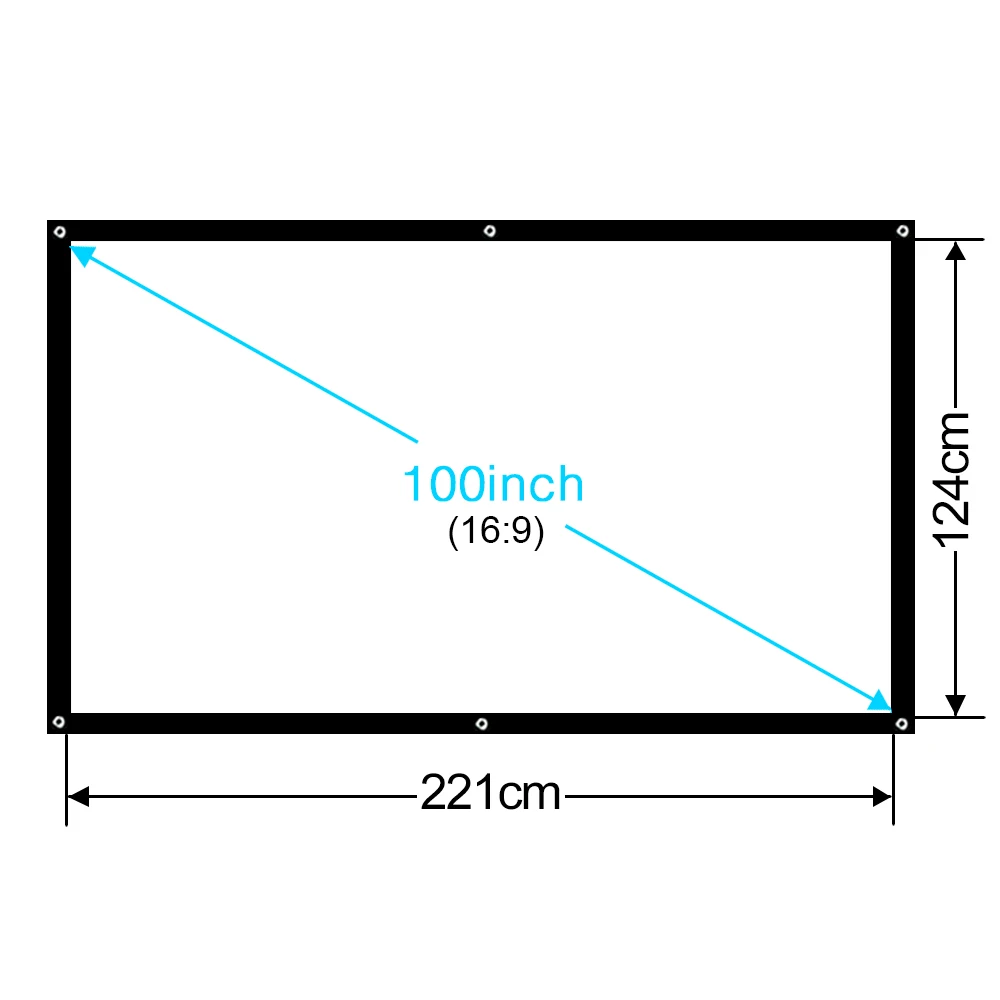 Реальный телевизор 100 дюймов 16:9 Портативный проектор экран белый материал ткань светодиодный проектор домашний кинотеатр