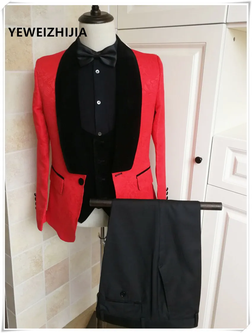 2020 new men's dress suit wedding party dress bridegroom best man tuxedo performance suit（Jacket+pants+vest）