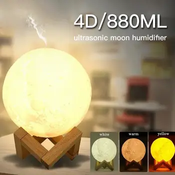 

New 880ml Air Humidifier 4D Moon Moonlight Diffuser Ultrasonic Aromatherapy Essential Oil Diffuser Fog Machine Humidifier
