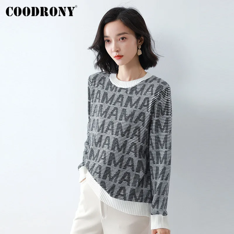 COODRONY Brand 2020 New Knitting Letter Slim Pullover Sweaters Female Autumn Winter Streetwear Fashion Jumpers Women W1166
