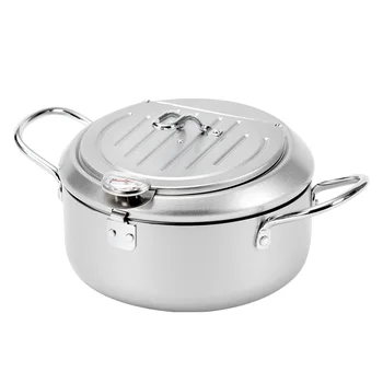 

Oil Drip Rack Tempura Deep Fryer For Induction Cooker Chicken French Fries Carbon Steel Non Stick With Thermometer Double Handle