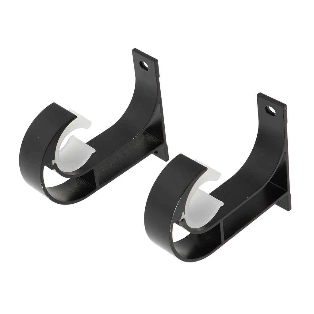 

2Pcs Aluminium Alloy Curtain Rod Bracket Curtain Pole Support Bracket Top Mounting Bracket (Black)