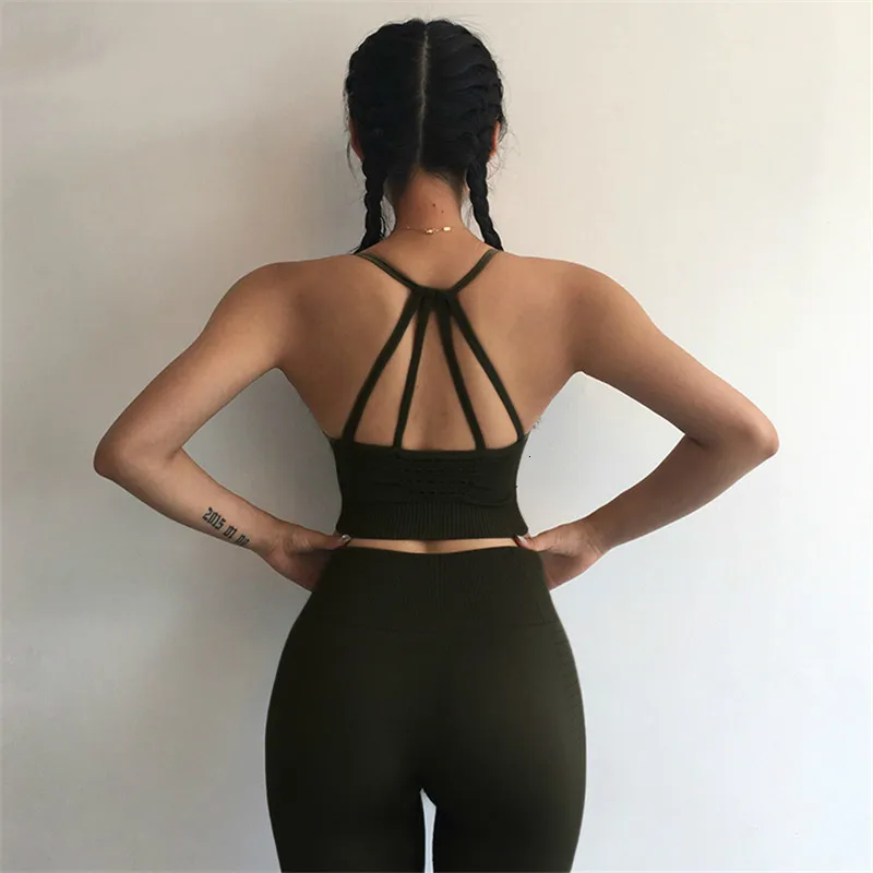 Комплект из 2 предметов для йоги, спортивная одежда, женский спортивный костюм, одежда для фитнеса, тренажерного зала, бесшовный спортивный бюстгальтер, леггинсы, тренировочные костюмы для бега