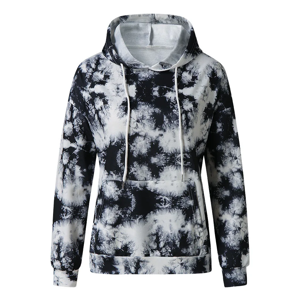 Harajuku Tie Dye Print Hoodie Sweatshirt Women Casual Loose Oversized Hoodie Long Sleeve Ladies Sweatshirts Pullovers Tops