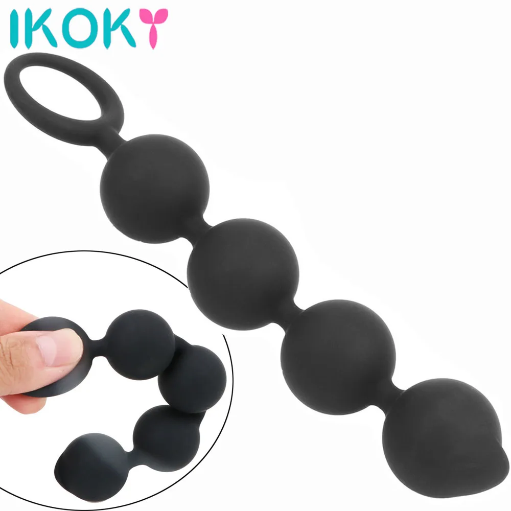 IKOKY Anal Beads with Pull Ring Erotic G-spot Silicone Butt Plug Sex Toys for Women Men Prostate Massage 4 Balls | Красота и здоровье