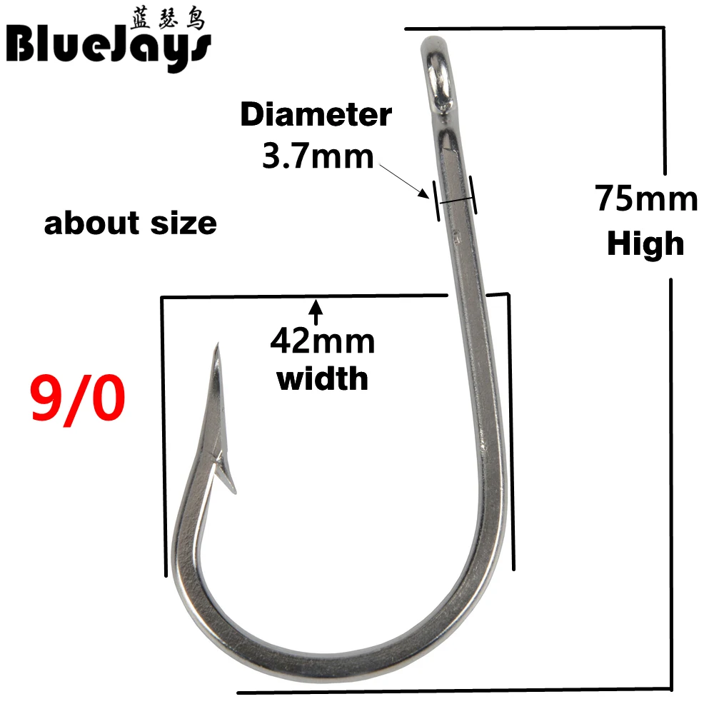 7PCS Tuna Fishing Hooks Stainless steel Big game Live bait Large