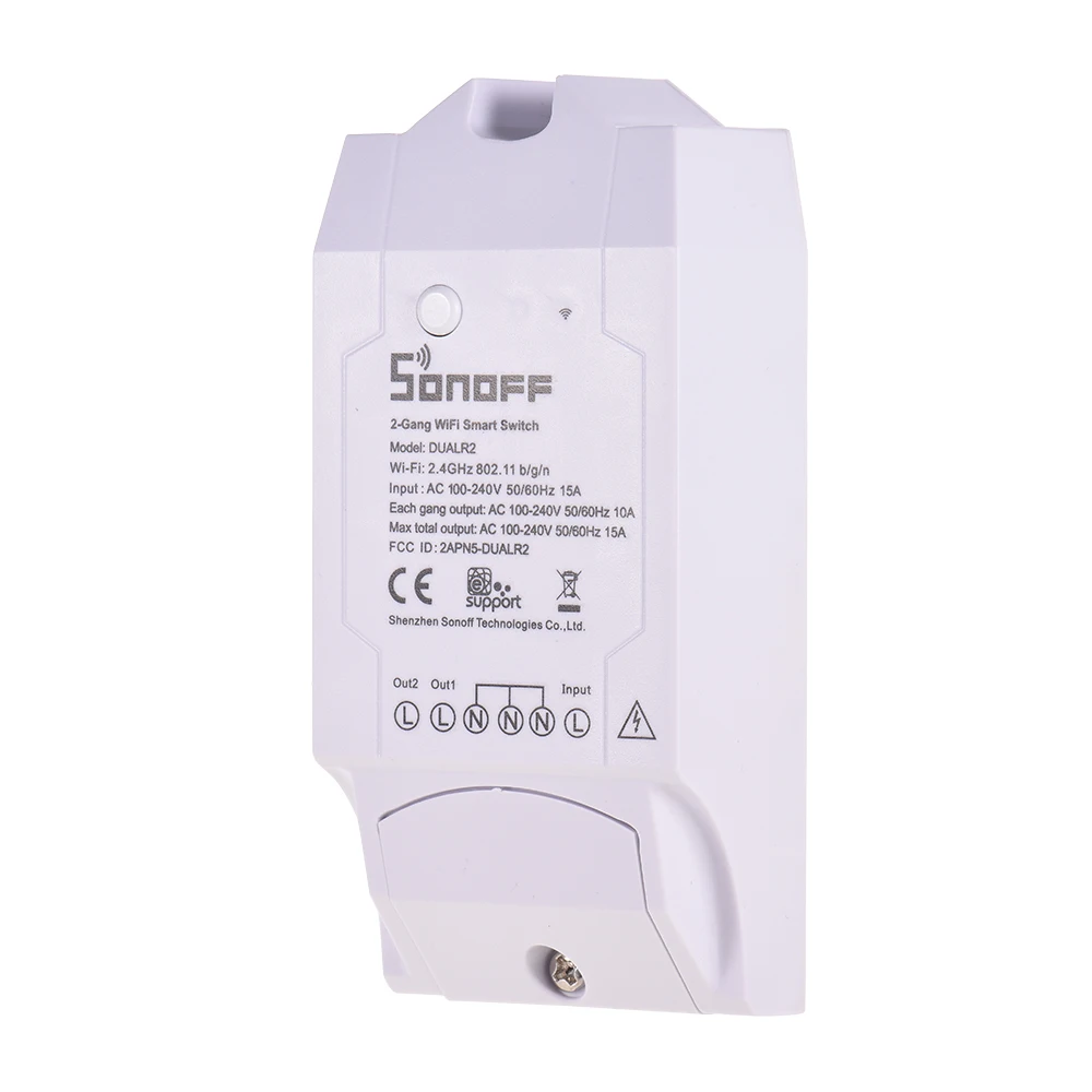 

Sonoff Dual R2 WiFi Wireless Smart Switch 2 Gang Smart Home Wifi Remote Controller Compatible with Google Home Alexa