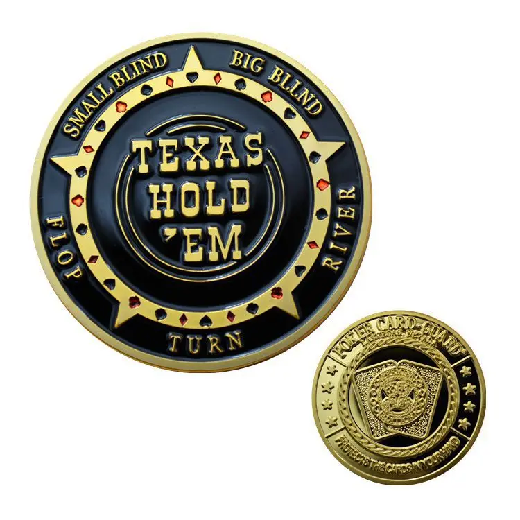 Texas Holdɾm Flop Turn River Big Small Blind Poker Chip Guards Card Coin Souvenir Gift Toy Ornaments | Дом и сад