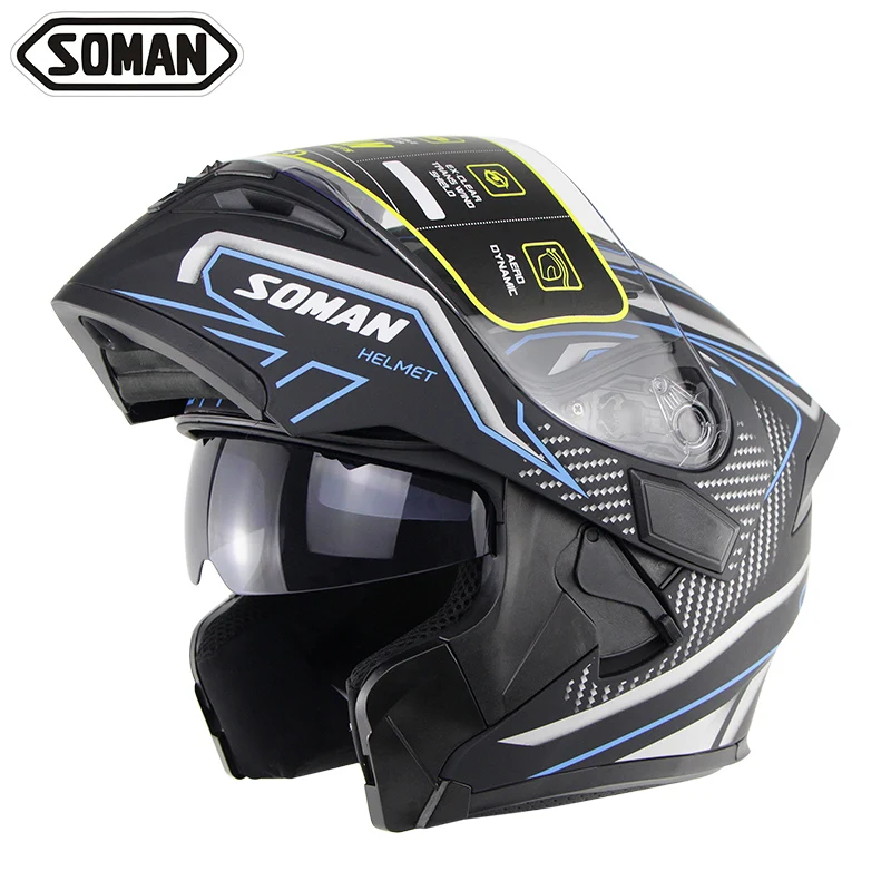 SOMAN 955 BT уличный гоночный мотоциклетный откидной шлем Встроенный Bluetooth Casco мотор