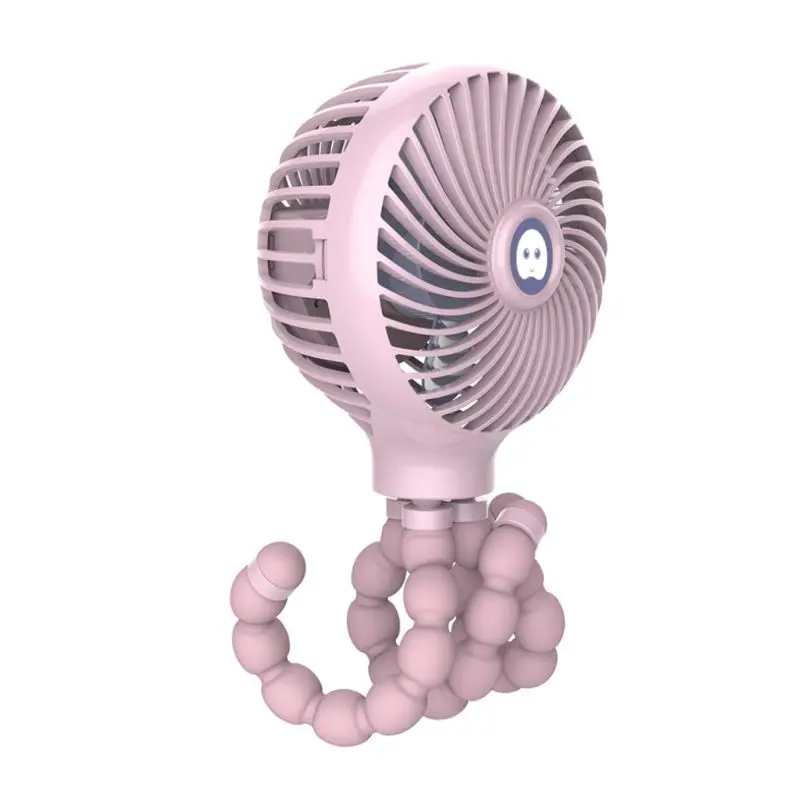 Pink Мини Портативный подвесной форма осьминога подставка Регулируемый ручной вентилятор с usb зарядкой кулер для детской коляски студенческого использования - Цвет: Pink