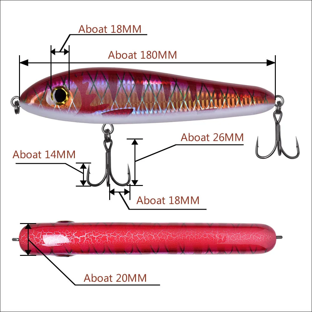 CF приманка 180 мм 115 г Mustad 2/0 # тонущий Джеркбейт искусственная для ловли