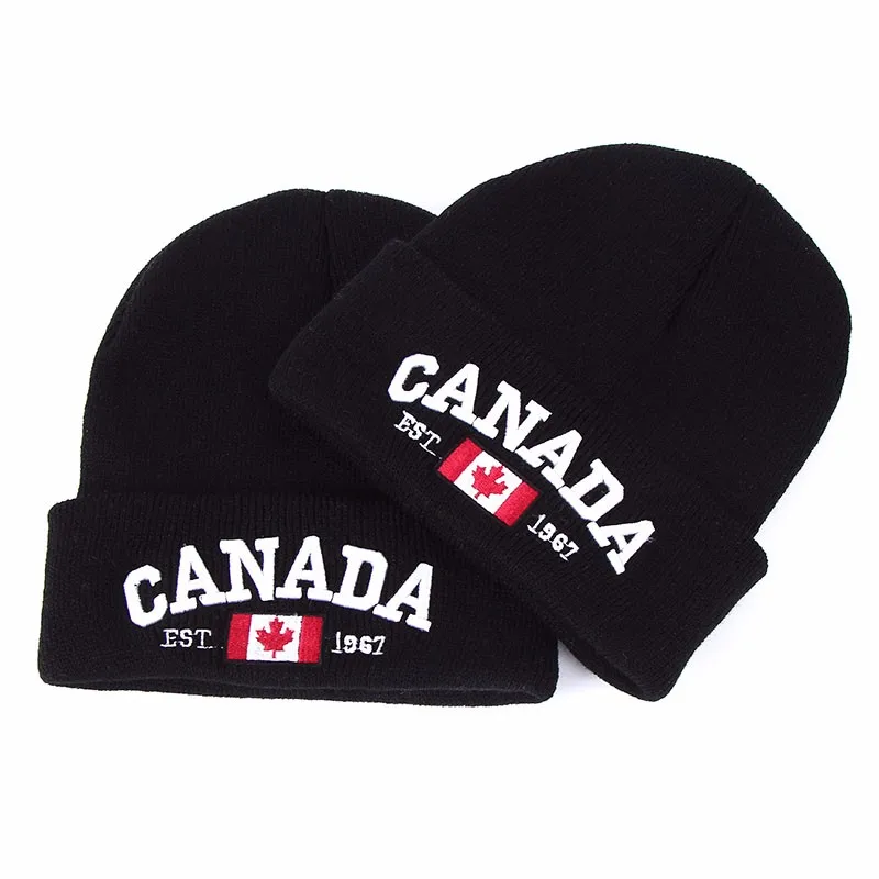 Шапка Gorros Mujer Invierno, новинка, зимняя вязаная шапка, s, Канада, с вышитыми буквами, Хлопковая мужская шапка, унисекс, мешковатая шапка, вязаная крючком, для улицы