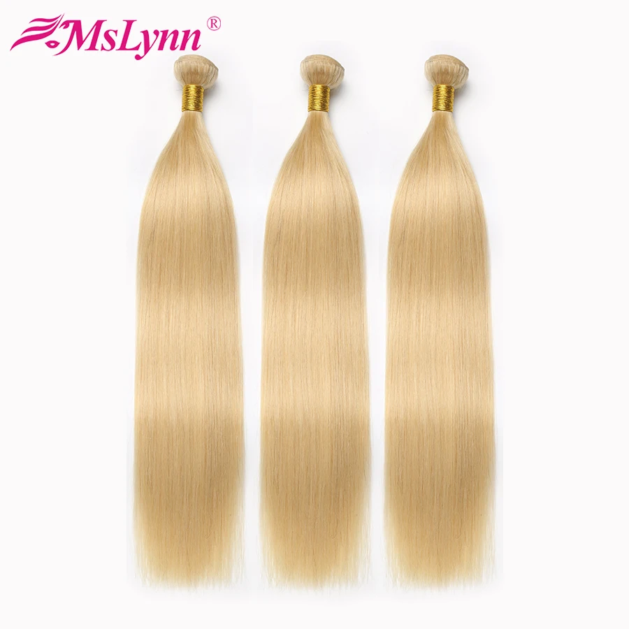 

613 Bundles Blonde Bundles Brazilian Hair Weave Bundles Straight Hair Bundles 100% Human Hair Extensions Non Remy Hair 3/4