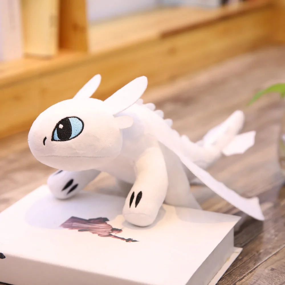 45cm white Горячая 35/45/60 см игрушка Беззубик свет Фурия, футболка с изображением героев мультфильма «Как приручить дракона аниме плёнки Рисунок дракона Ночная фурия Дракон плюшевая игрушка милый подарок для детей - Цвет: 45cm white
