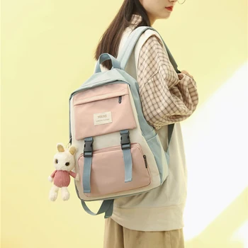 

Waterproof Nylon Women's Backpack Female Design Patchwork Color Backpacks School Bag for Teenage Girls Travel Book Bags Mochila