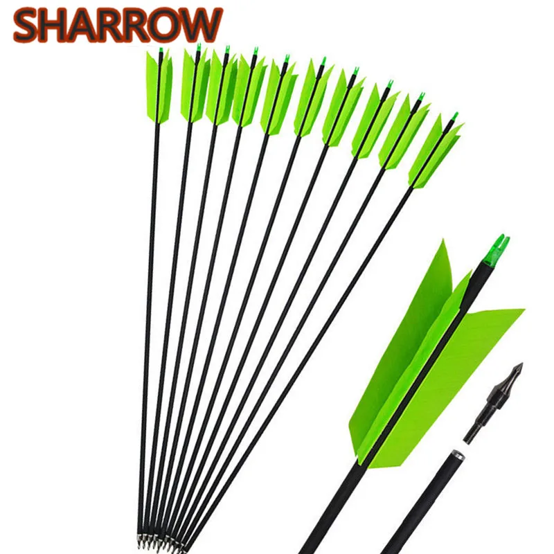 6X 30" Archery Carbon Arrows SP 400 Recurve Bow Targets Shooting Turkey Feather 