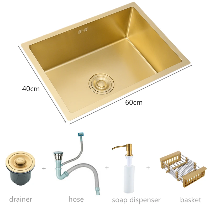 

600x400 Mm Under Mount 4 Colors Kitchen Sinks Luxury Durable Brush Stainless Steel Single Bowl ART900
