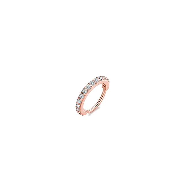 Nose Piercing Hoop Ring Hinged Segment Zircon Septum Piercing Opal Ear Cartilage Tragus Helix Lip Nariz Pircing Cuff Goth Hoop style10-rosegold
