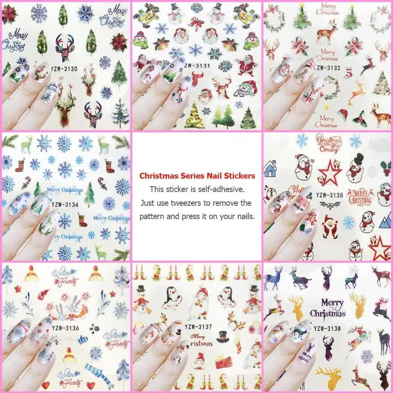 

1pc Halloween Christmas Style Snowflake Full Wraps Nail Art Water Transfer Stickers Manicure Decals DIY Nail Sticker