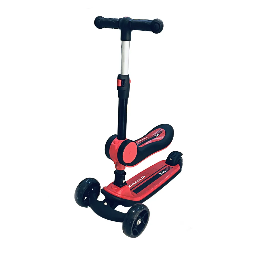 Lazykid-patinete plegable para niños, coche de juguete dos en uno que puede sentarse en un pie, rueda intermitente para coche