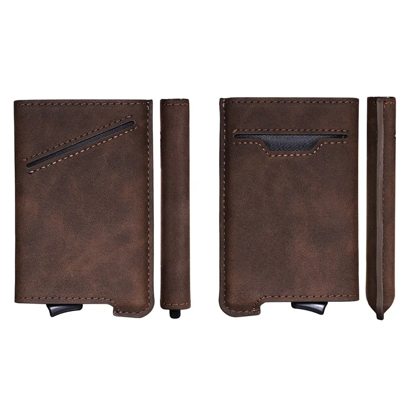 BISI GORO RFID Credit Card Holder Automatic Pouch for Credit Card Men and Women Unisex High Quality ID Case PU Leather Wallets