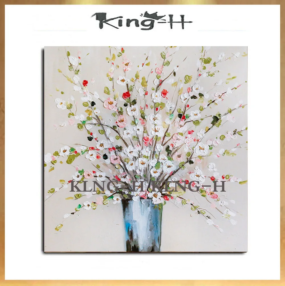 100 Pintado A Mano Flor Abstracta Arte Pintura Al Oleo En Lienzo