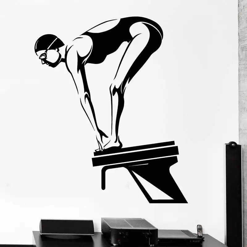 DCTAL Woman Swim Sticker Logo Name Swimmer Decal Swimming Posters Vinyl Wall Decals Pegatina Decor Mural Swim Sticker