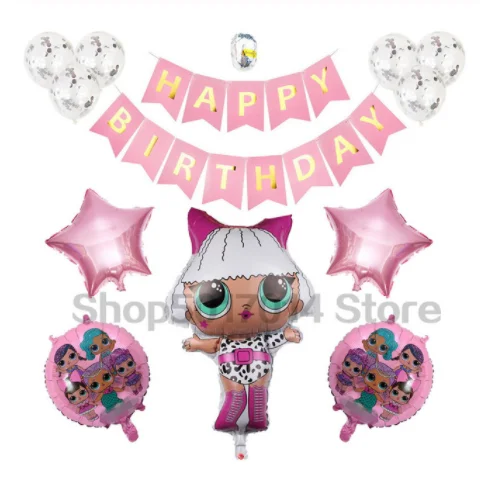 Pink combination-4 С Днем Рождения большой сюрприз Кукла форма шары 18 дюймов звезда куклы для ребенка душ украшения для девочек шар Декор globos - Цвет: Pink combination-4